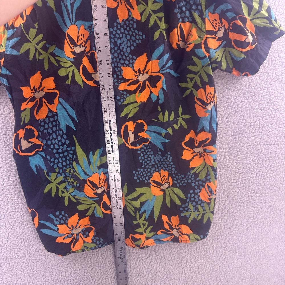 Roark Mens Classic Fit Tropical Floral Button Down Shirt Navy Orange Medium - Picture 4 of 6